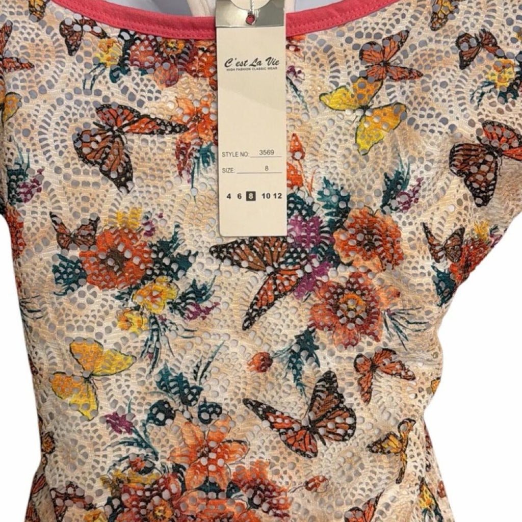 Y2k butterfly mesh layered top