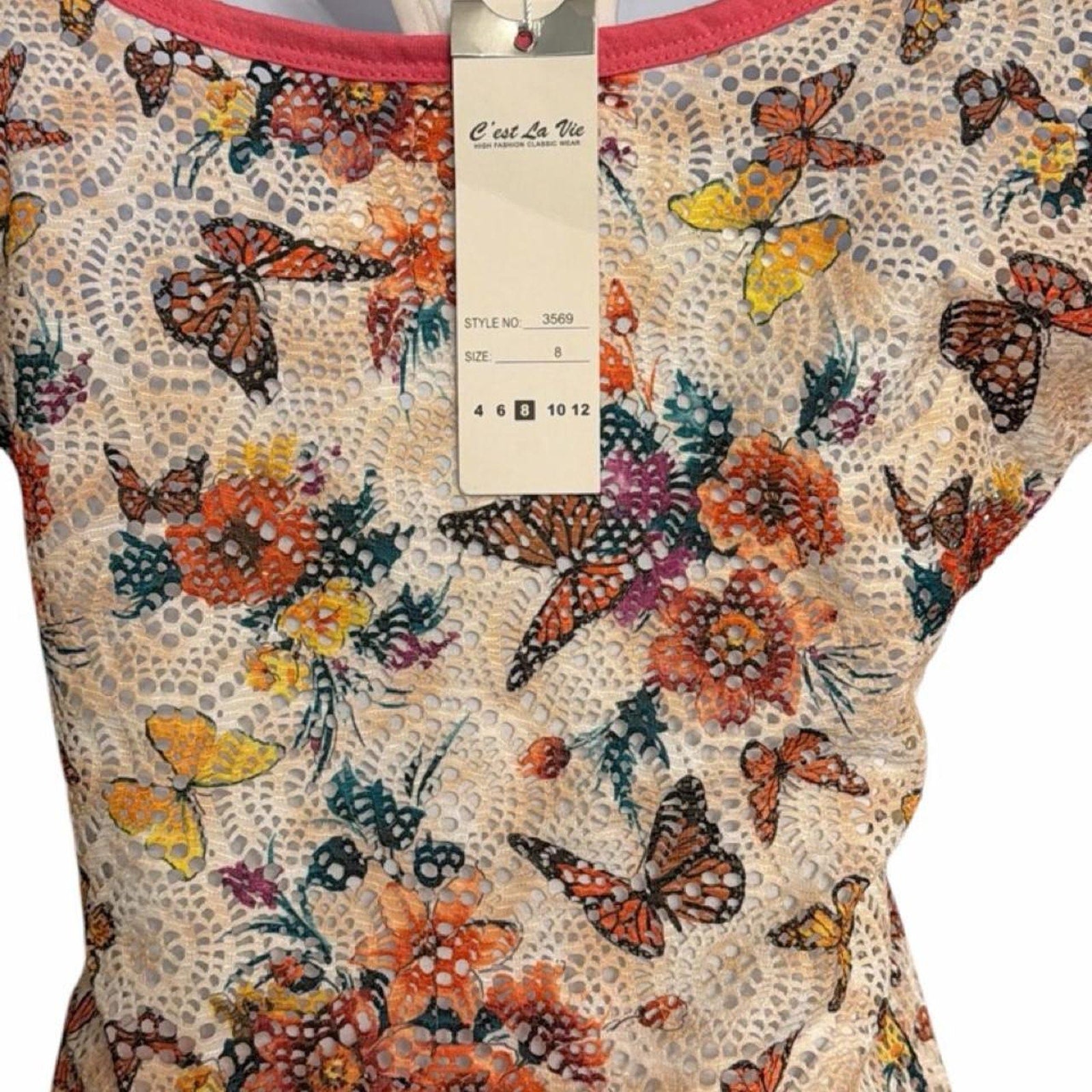 Y2k butterfly mesh layered top
