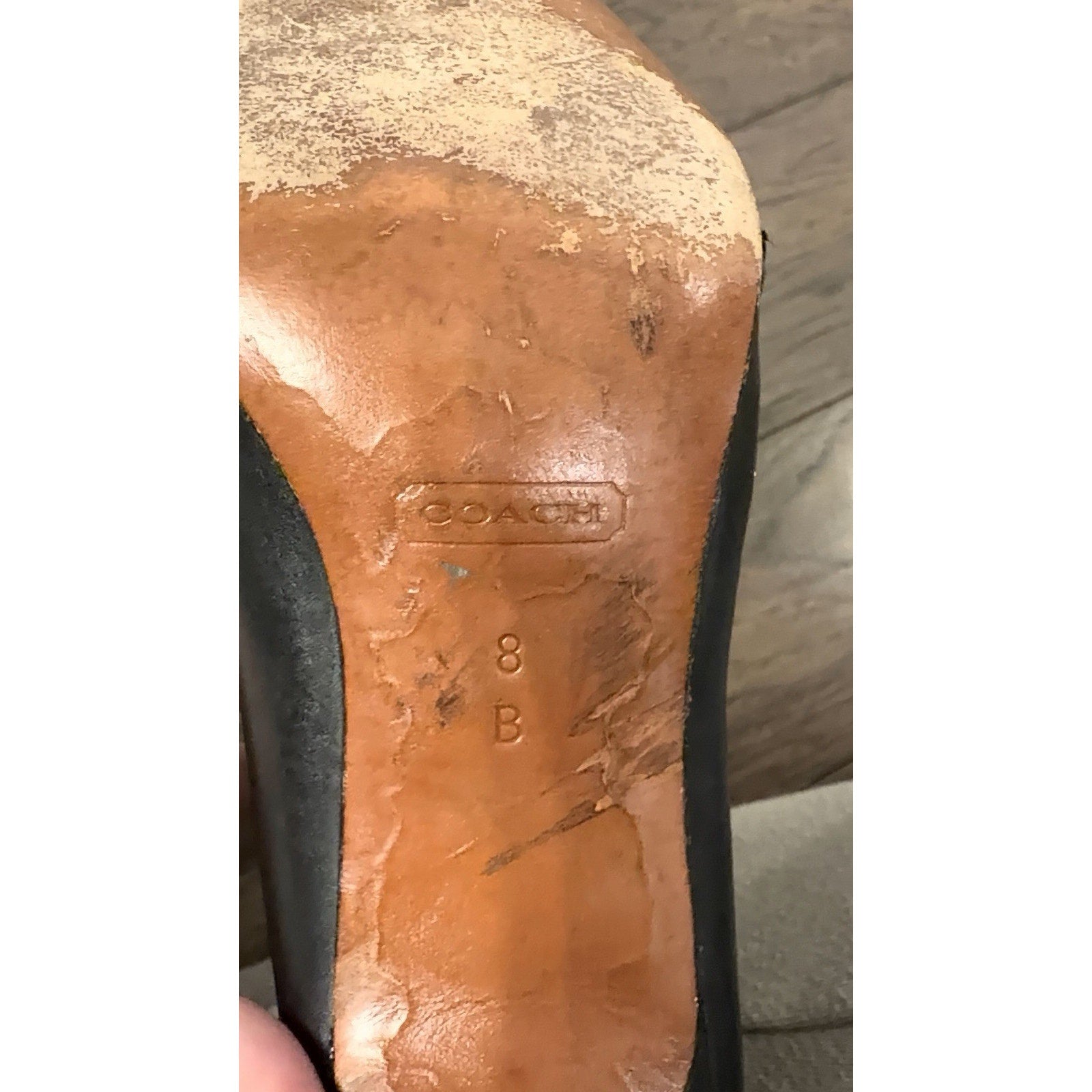 Coach Size 8 Mackenna High Heel Booties Boots Embossed Cuff Leather Black Shoes