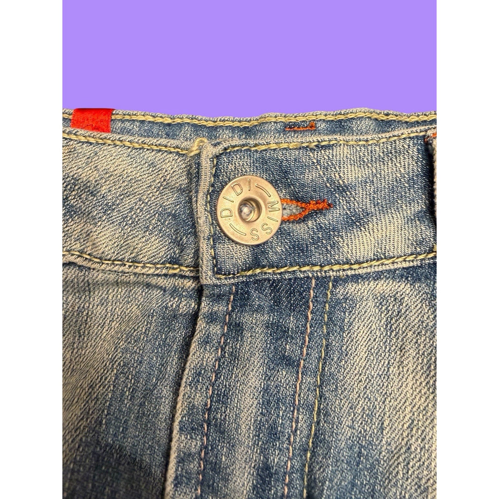 Y2K Denim Mini skirt with pleats embroidered pocket design size EUR 36 (us 4)
