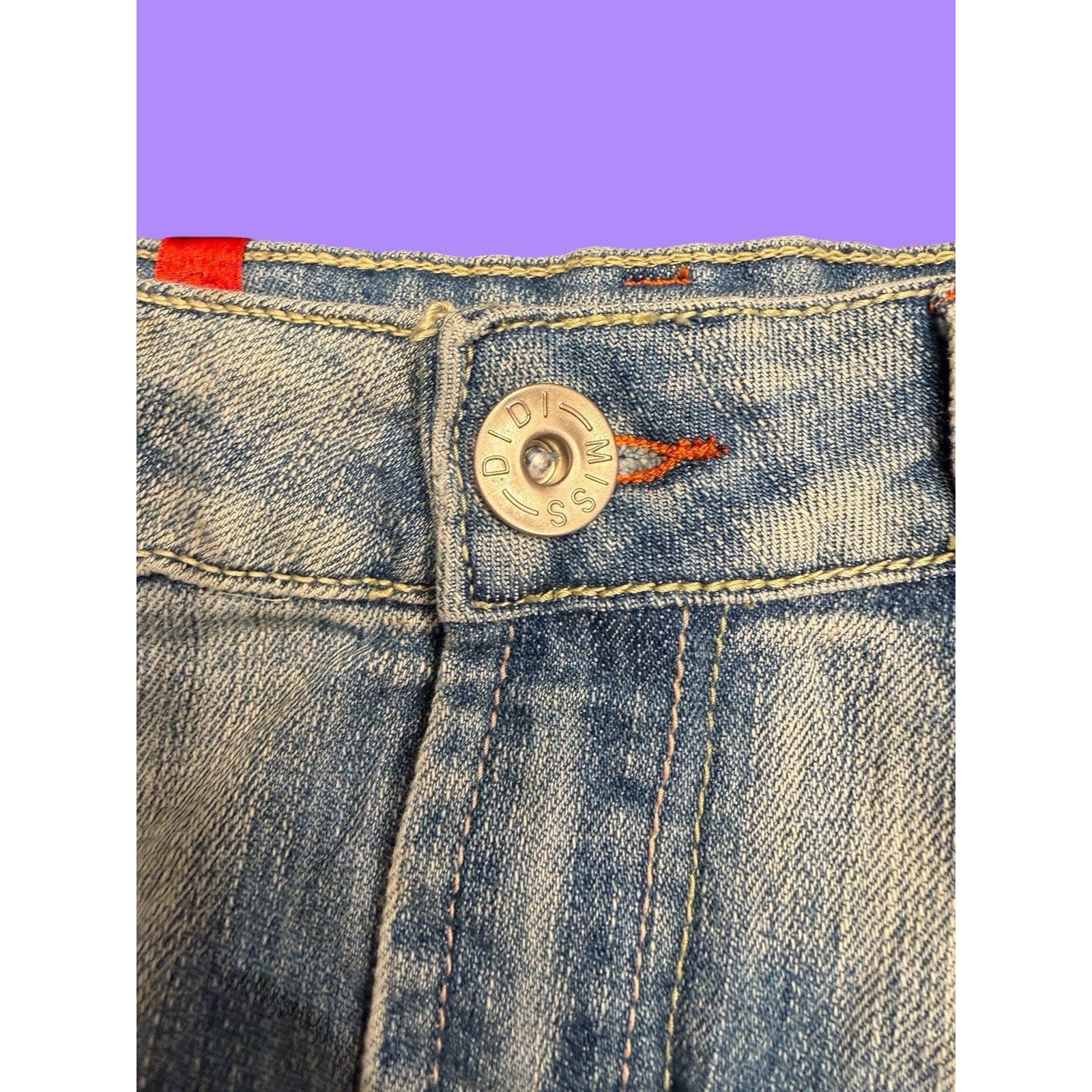 Y2K Denim Mini skirt with pleats embroidered pocket design size EUR 36 (us 4)