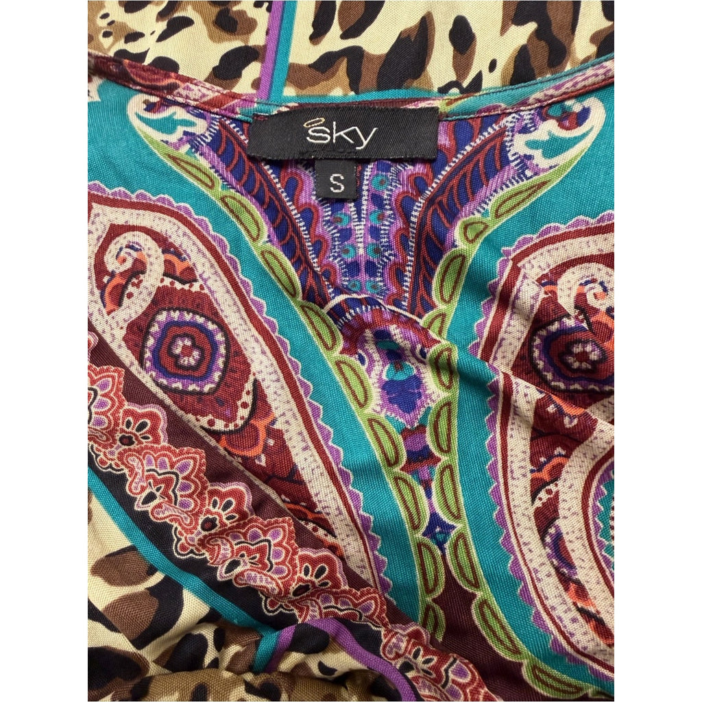 Vintage Sky Shiroda Dress Burgundy Belt Size Small Y2K 100% Silk