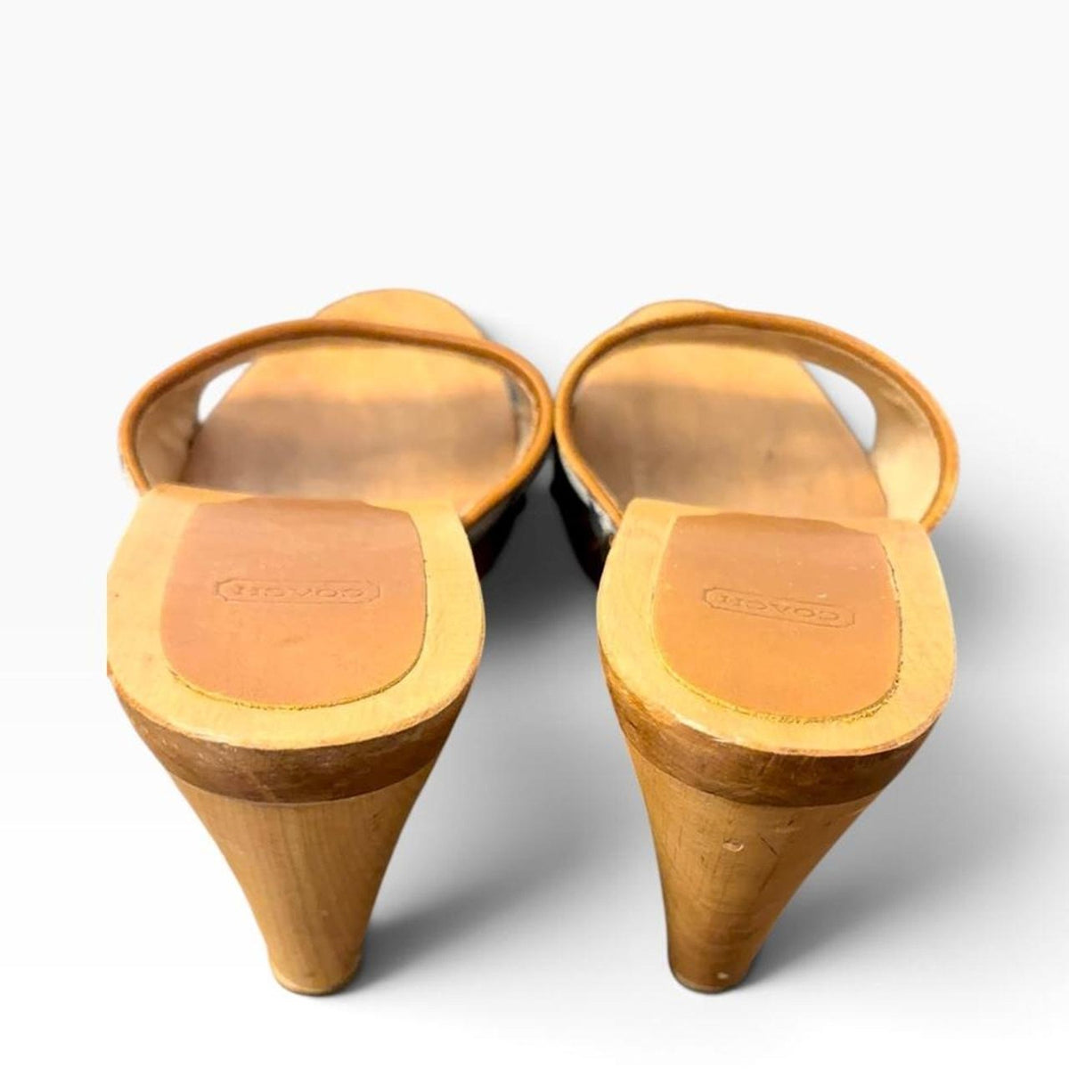 Vintage y2k Coach Brenda Blue Wood Clog Sandals