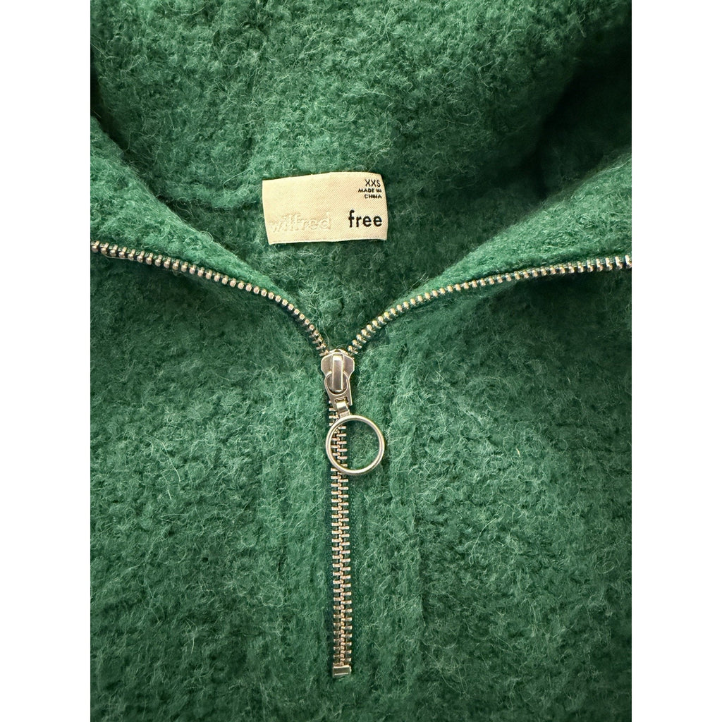 Wilfred Free Aritzia Green Alpaca Blend Quarter Zip Sweater Size XXS