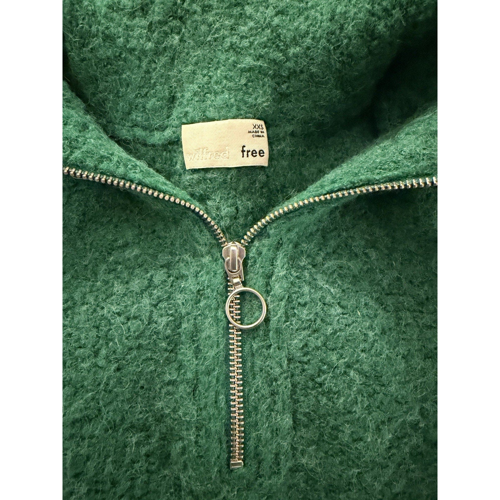 Wilfred Free Aritzia Green Alpaca Blend Quarter Zip Sweater Size XXS