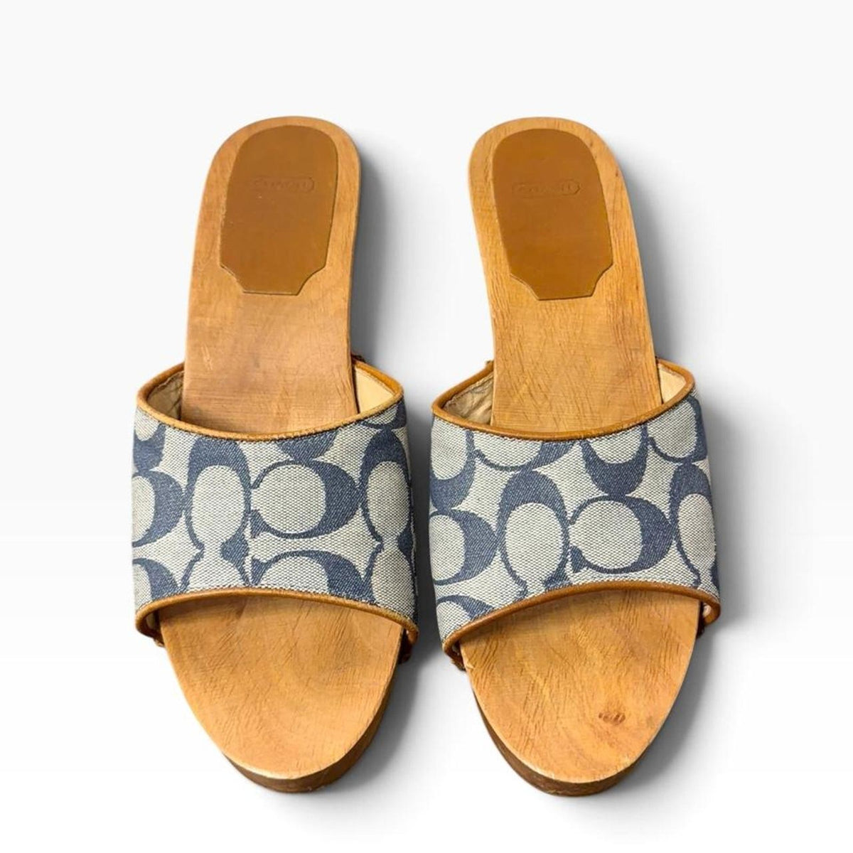 Vintage y2k Coach Brenda Blue Wood Clog Sandals