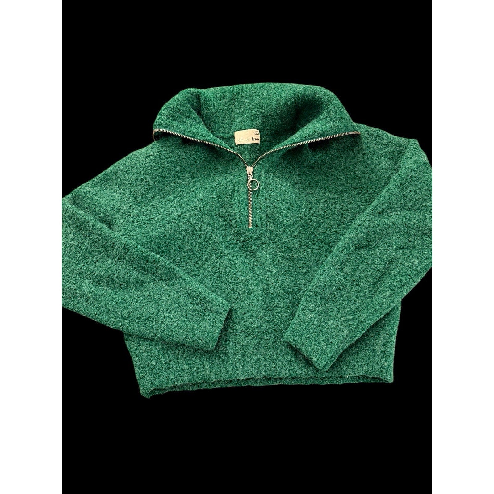Wilfred Free Aritzia Green Alpaca Blend Quarter Zip Sweater Size XXS