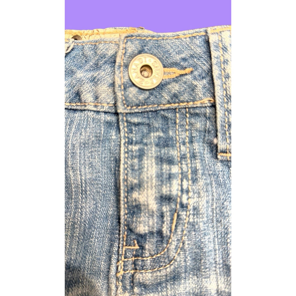 Zana Di Denim Y2K Mini Skirt Floral Embroidered Distressed Raw Hem Juniors 0