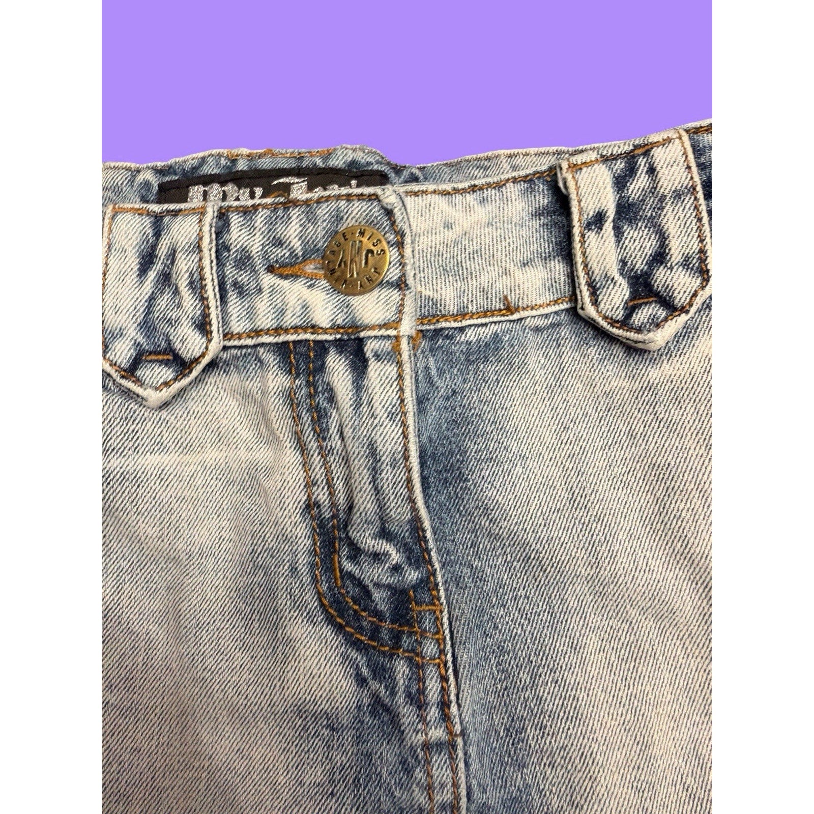 Y2K Blue Denim Mini Skirt Embroidered Back Pockets EU 34 - US size XS - 0/2