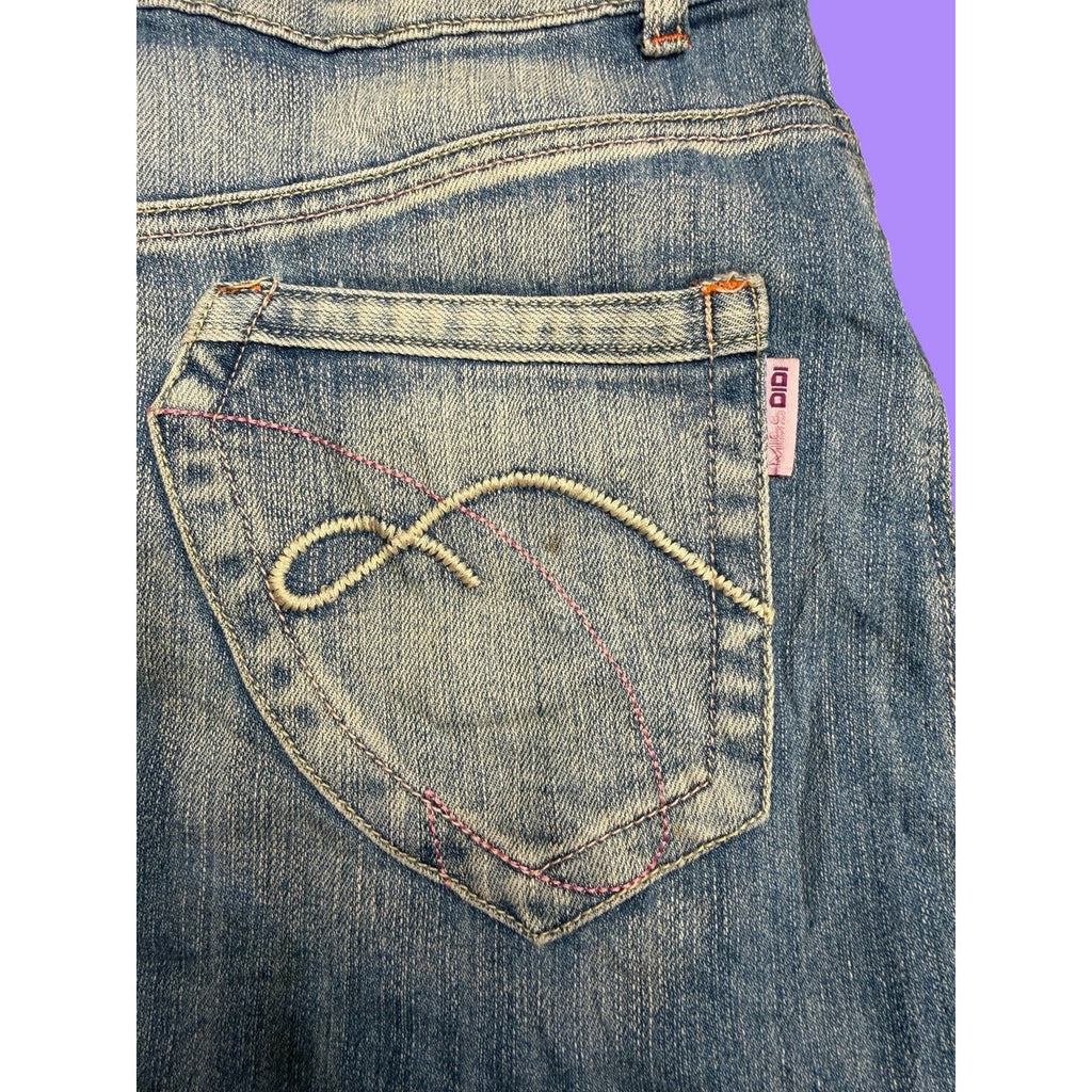 Y2K Denim Mini skirt with pleats embroidered pocket design size EUR 36 (us 4)