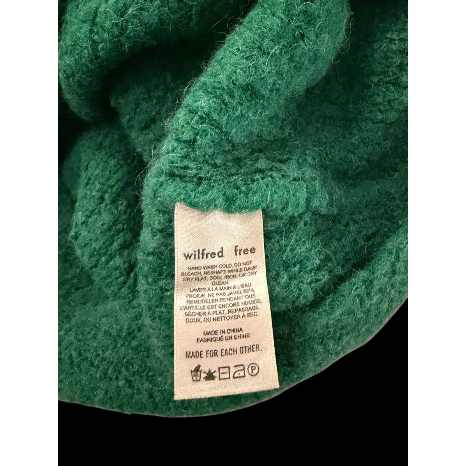Wilfred Free Aritzia Green Alpaca Blend Quarter Zip Sweater Size XXS