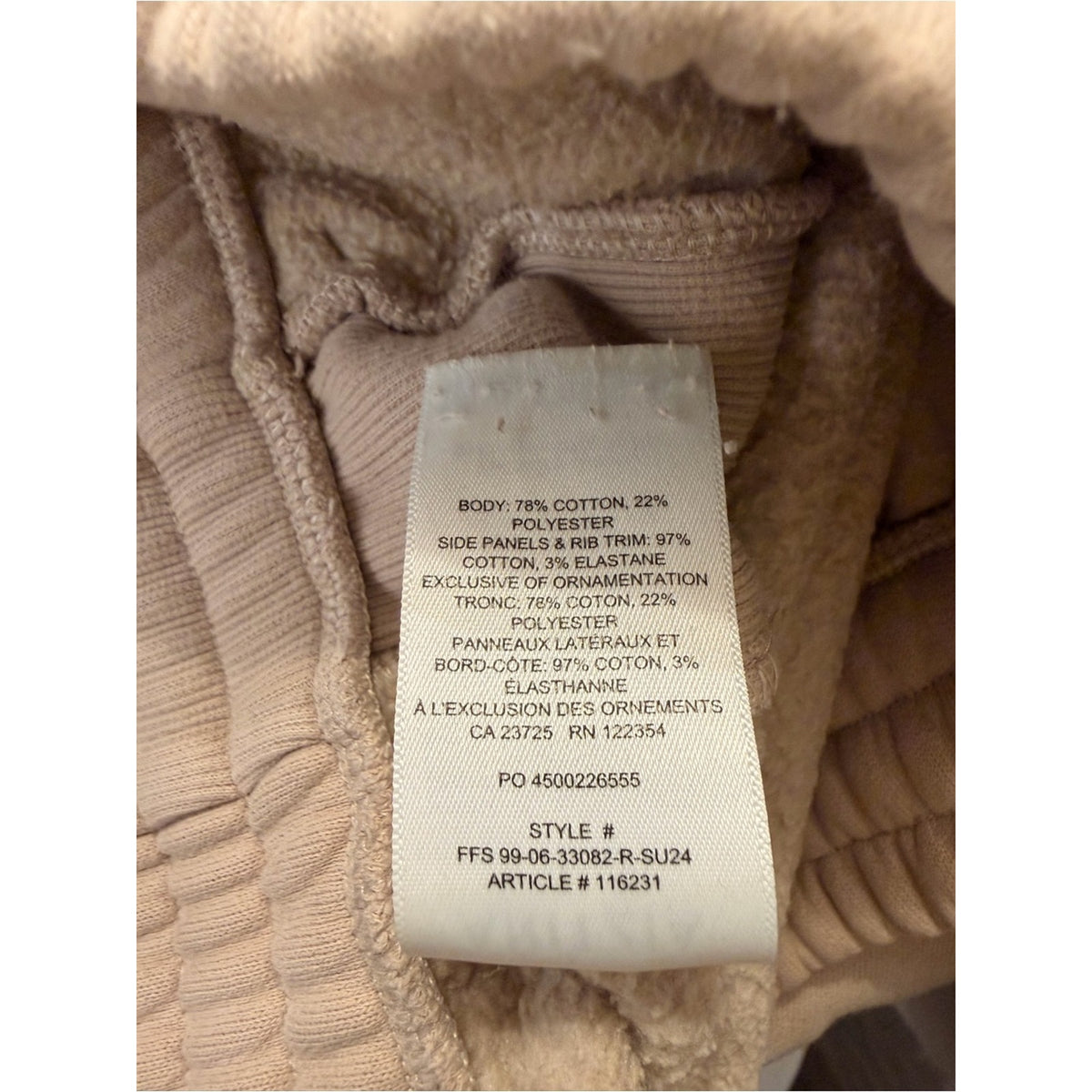 Aritzia Sweatfleece Cozy Fleece Boyfriend Fit Sweatpants in Beige Size M