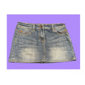 Pimkie Blue Denim Mini Skirt Contrast Stitching Pockets Size 10 Y2K Vintage