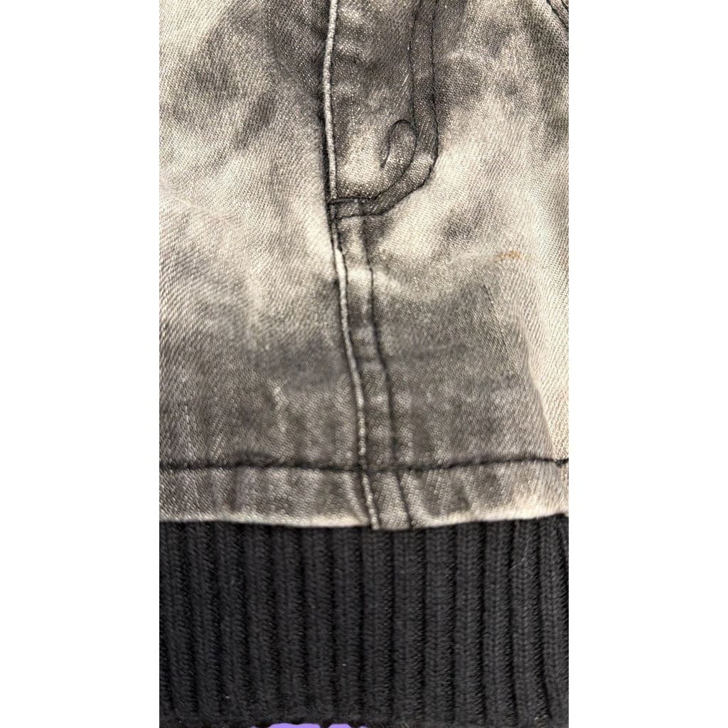 Queen of Darkness Denim Mini Skirt Gray Black Straps Goth - Size S Vintage Y2K