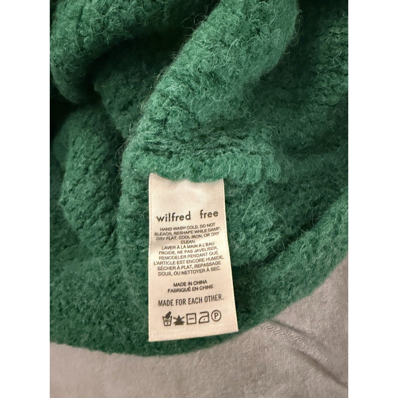 Wilfred Free Aritzia Green Alpaca Blend Quarter Zip Sweater Size XXS