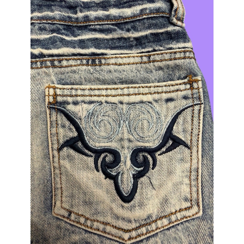 Y2K Blue Denim Mini Skirt Embroidered Back Pockets EU 34 - US size XS - 0/2