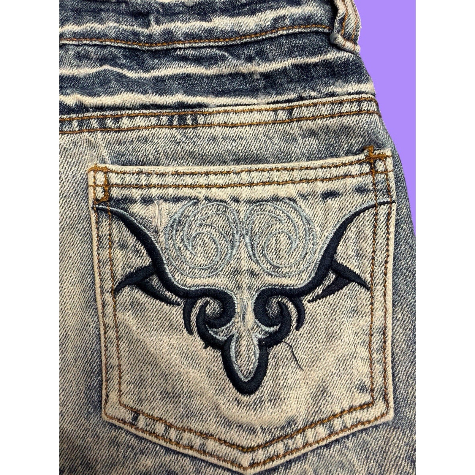 Y2K Blue Denim Mini Skirt Embroidered Back Pockets EU 34 - US size XS - 0/2