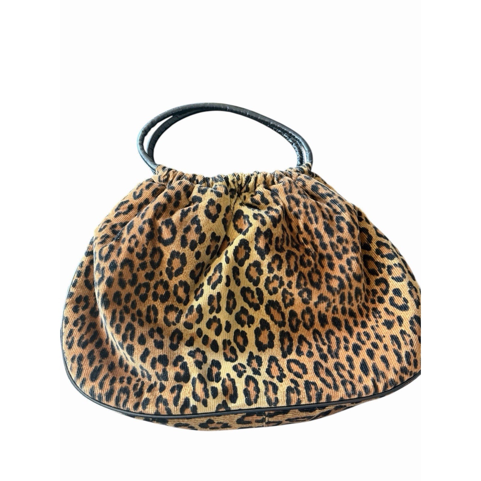 Buzz by Jane Fox Leopard Print Top Handle Bag Corduroy Vintage Y2k