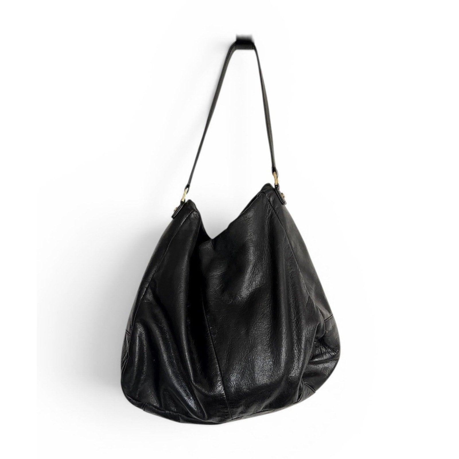Tory Burch Large Slouchy Leather Hobo Gold Hardware Designer Logo
