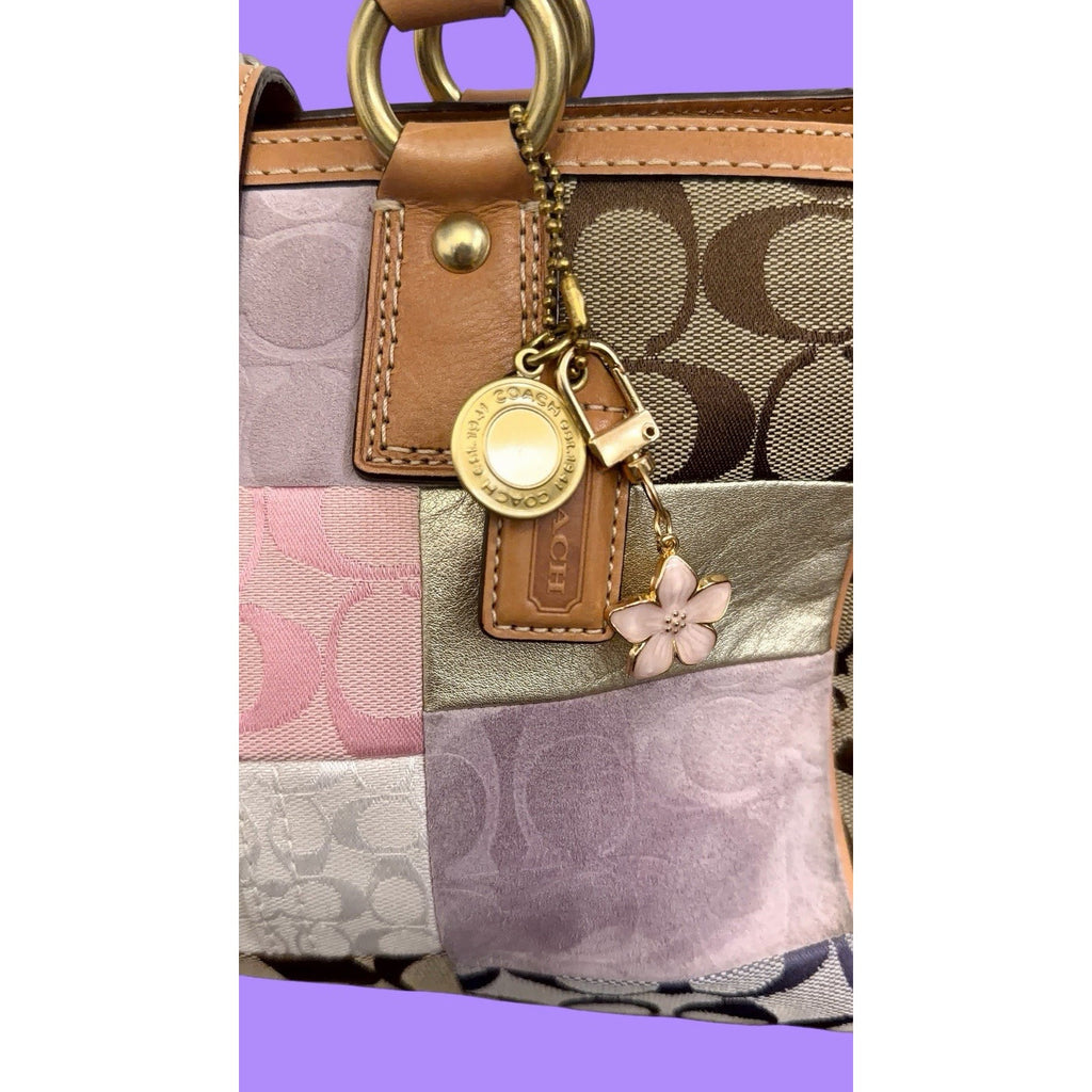 Coach Vintage Signature Patchwork Medium Satchel Pastel Turnlock Rare Y2K