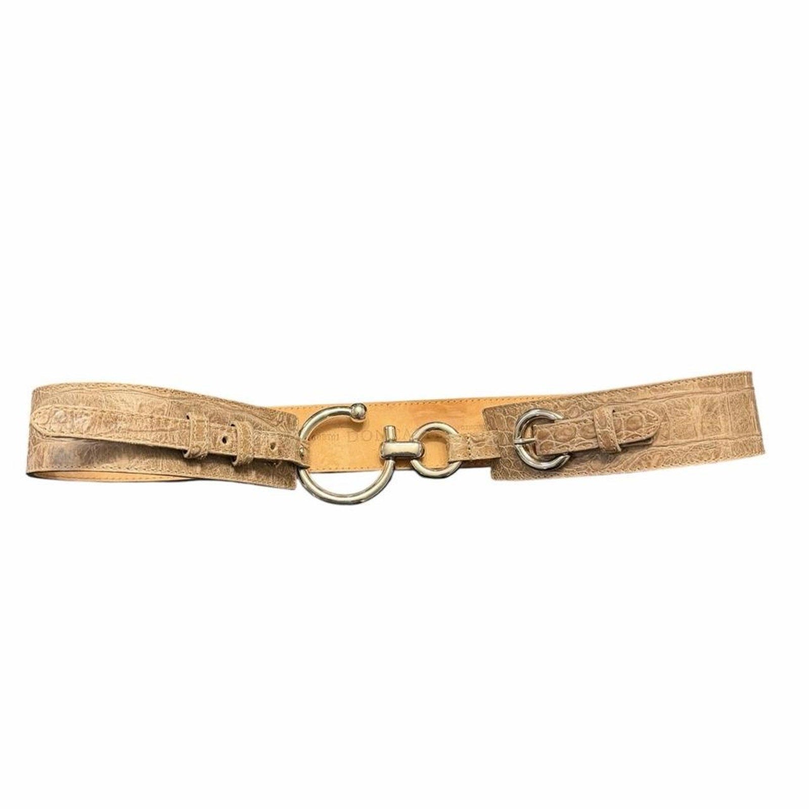 Genuine leather belt with crocodile print low rise Y2K Made in Italy