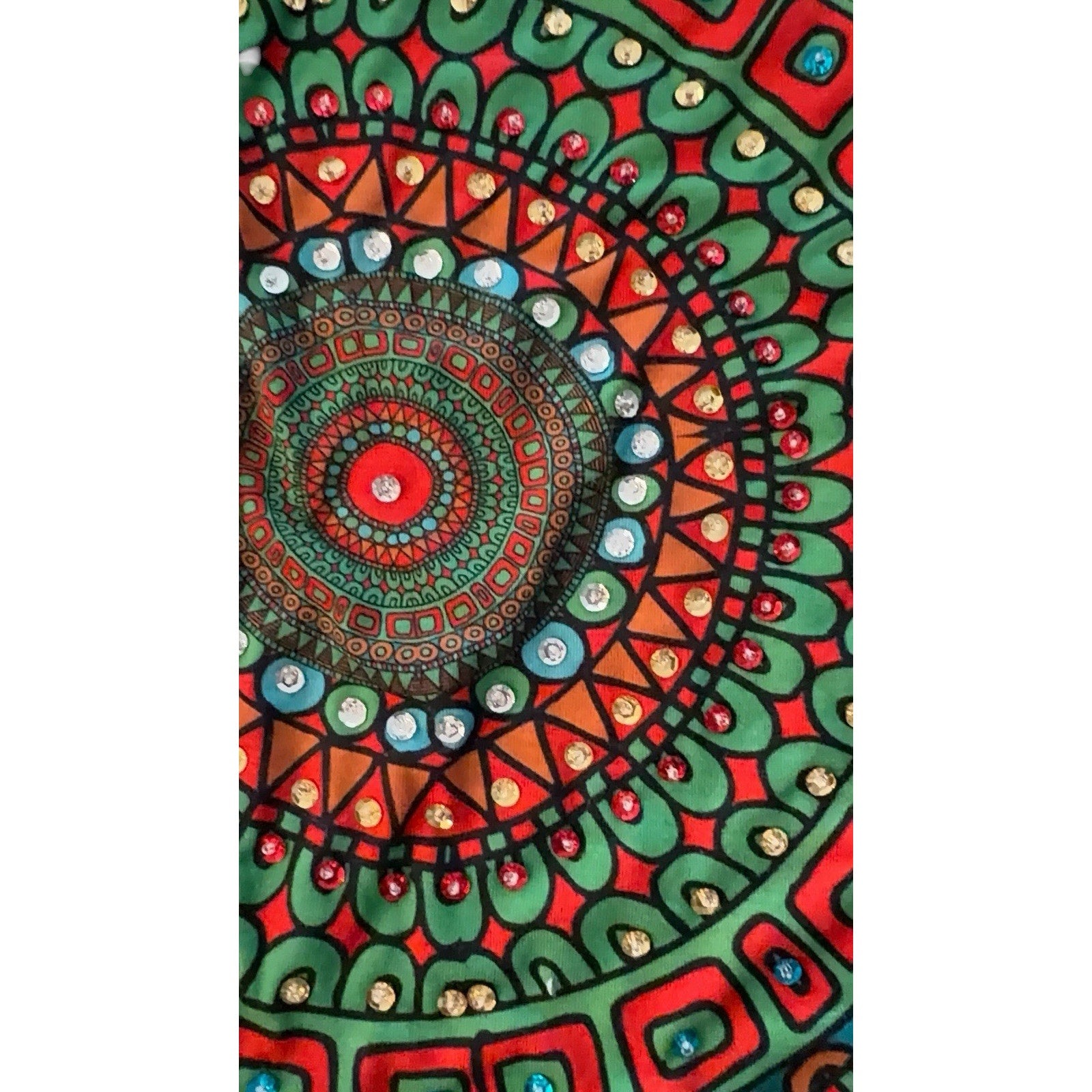 Desigual Sleeveless Mandala Print Top – Vibrant Red Boho Tank With Sequins