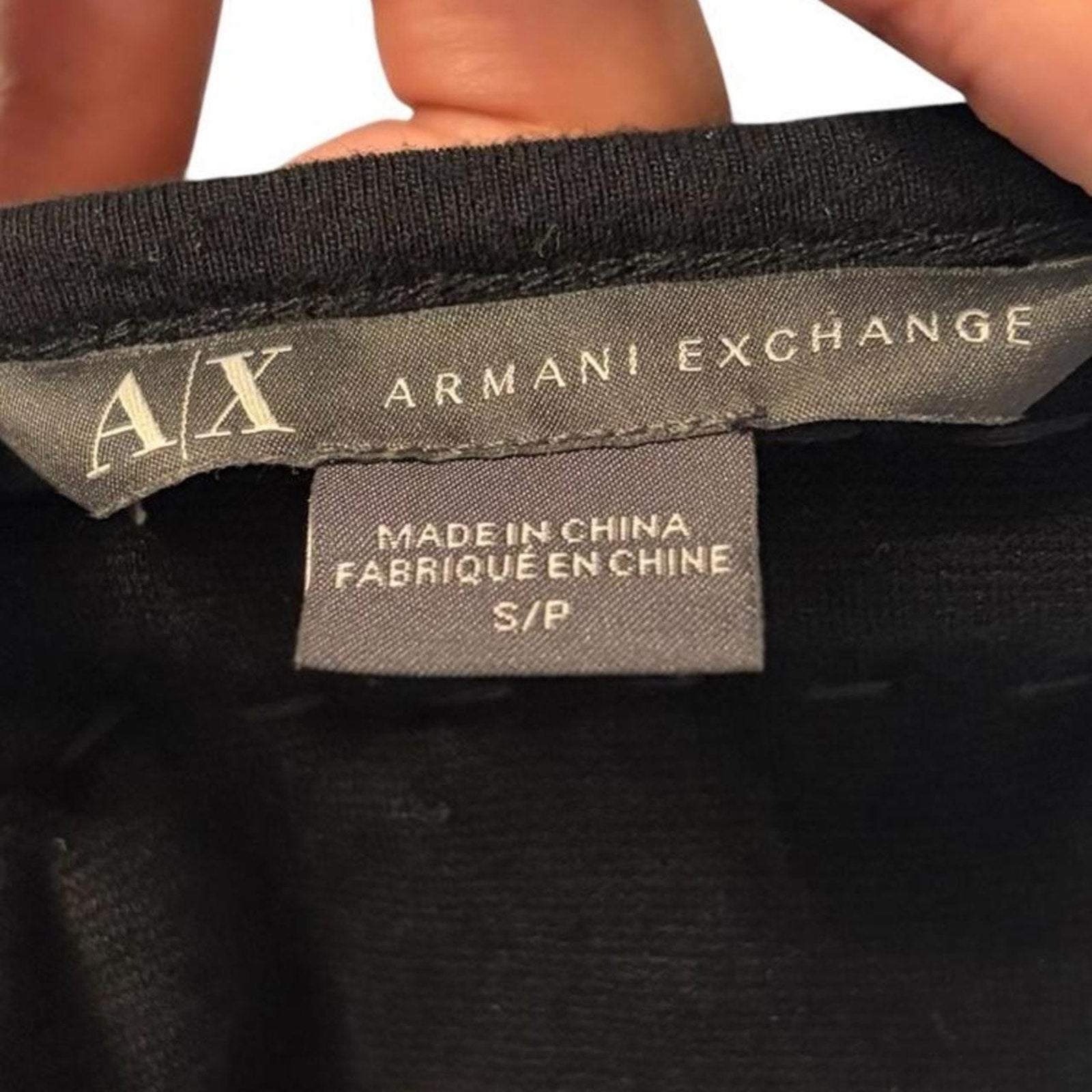 Armani exchange black mini dress with chain detail collar