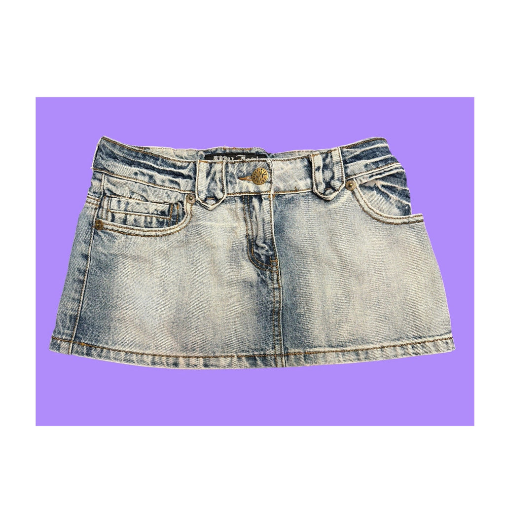 Y2K Blue Denim Mini Skirt Embroidered Back Pockets EU 34 - US size XS - 0/2