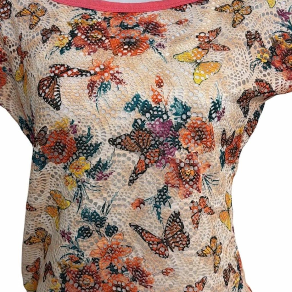 Y2k butterfly mesh layered top