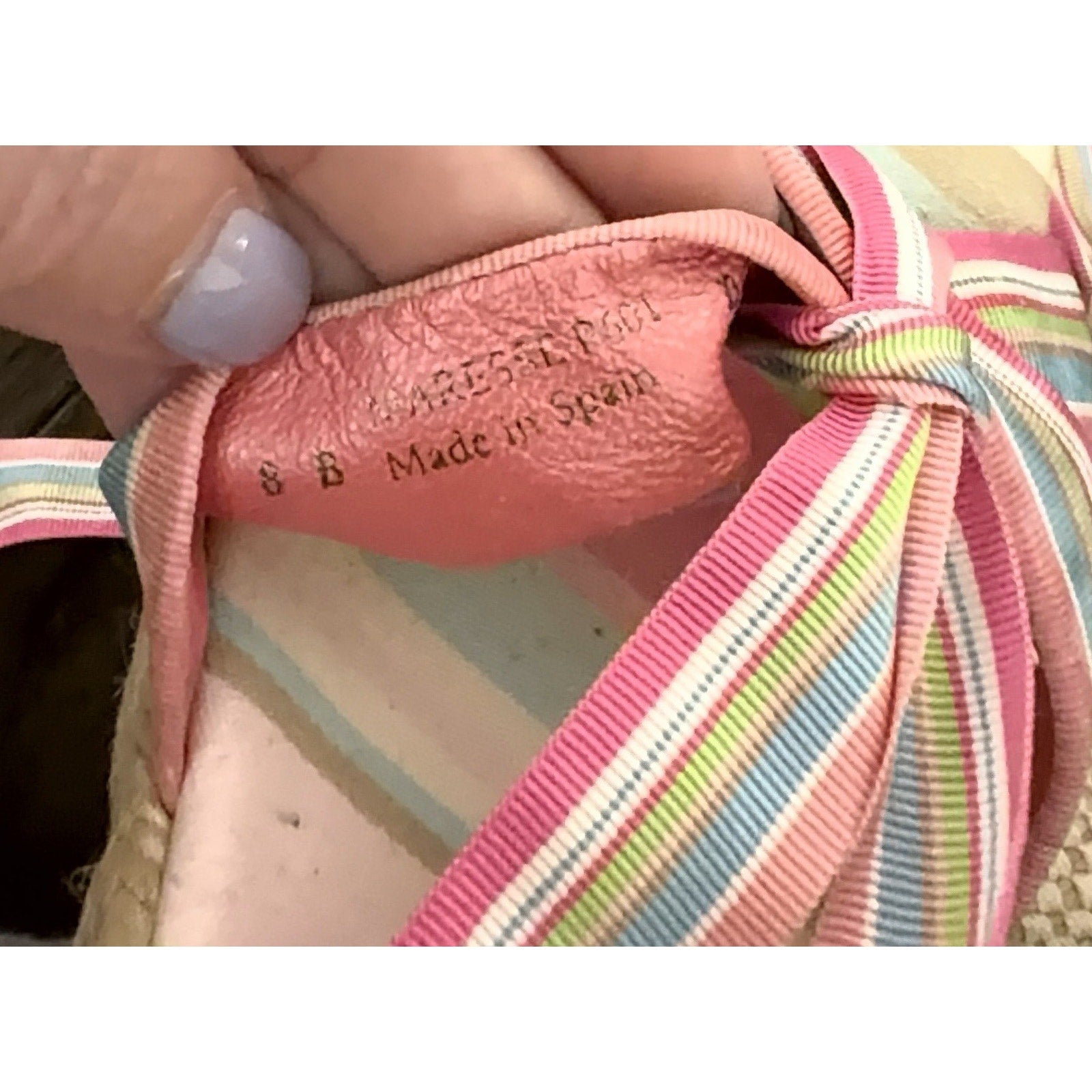 Vintage Coach Striped Espadrille Wedge Sandals Ribbon Tie Ankle Strap Y2K Summer