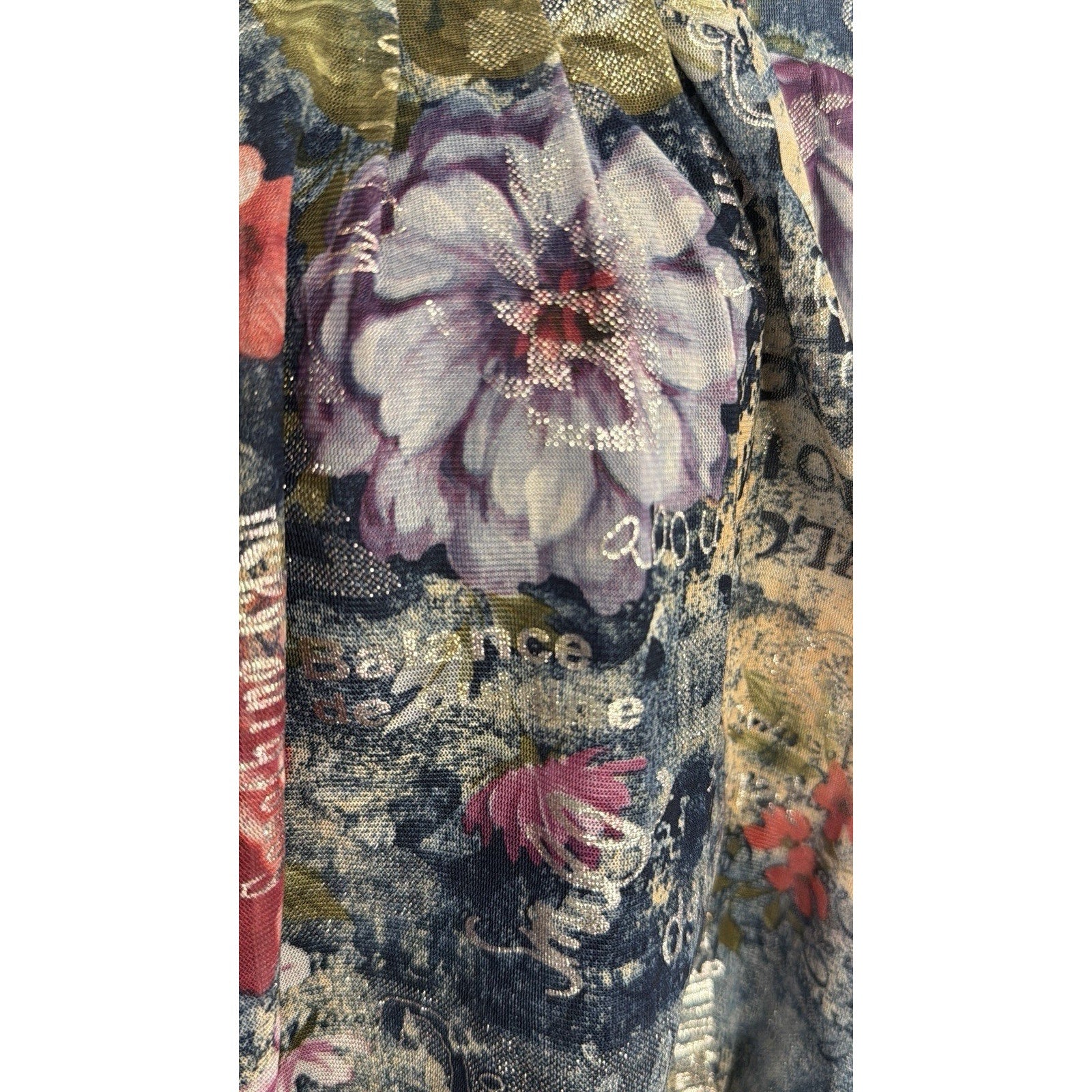 Pussy Cat London Sleeveless Mesh Floral Boho Blouse – Size M Graphic Print Y2K