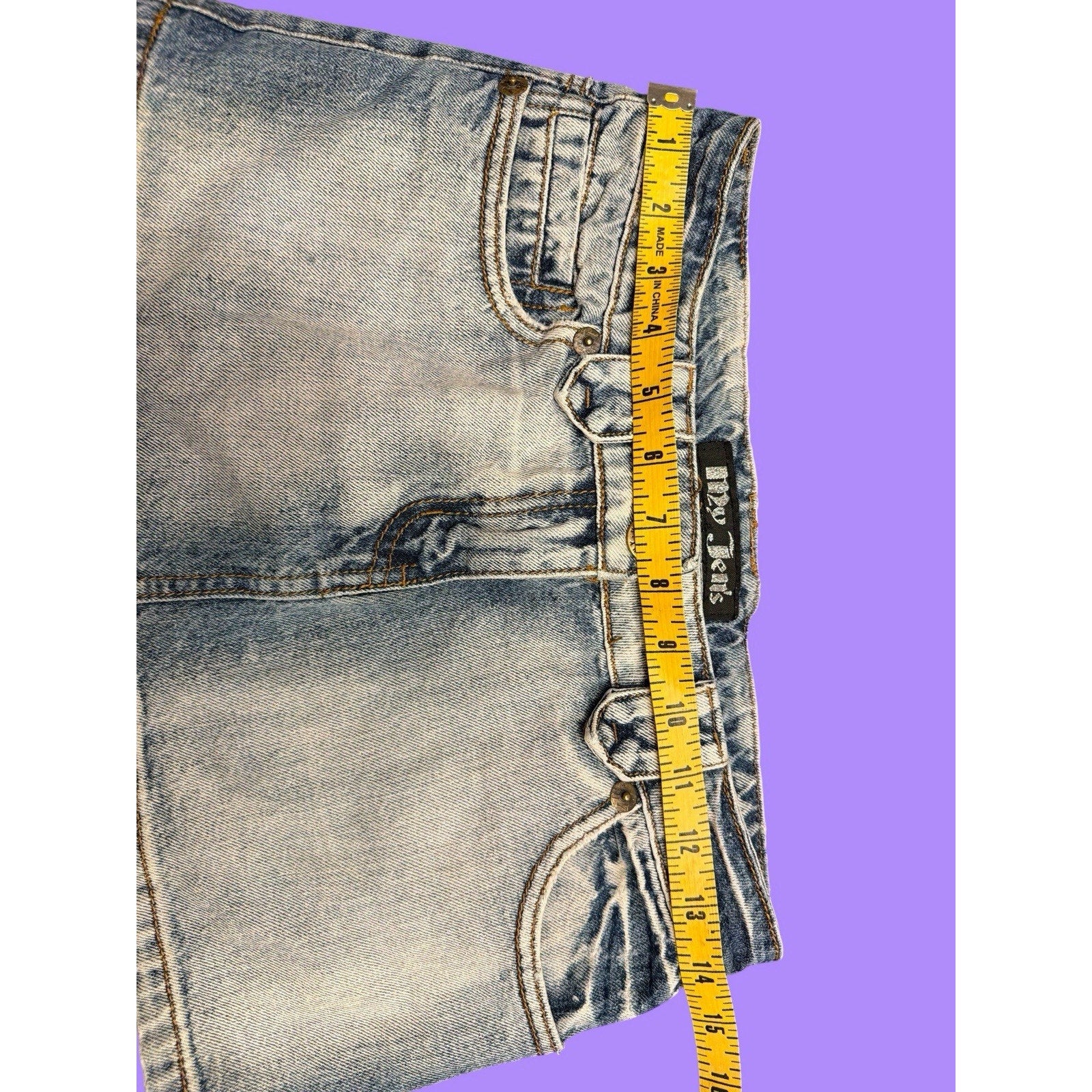 Y2K Blue Denim Mini Skirt Embroidered Back Pockets EU 34 - US size XS - 0/2