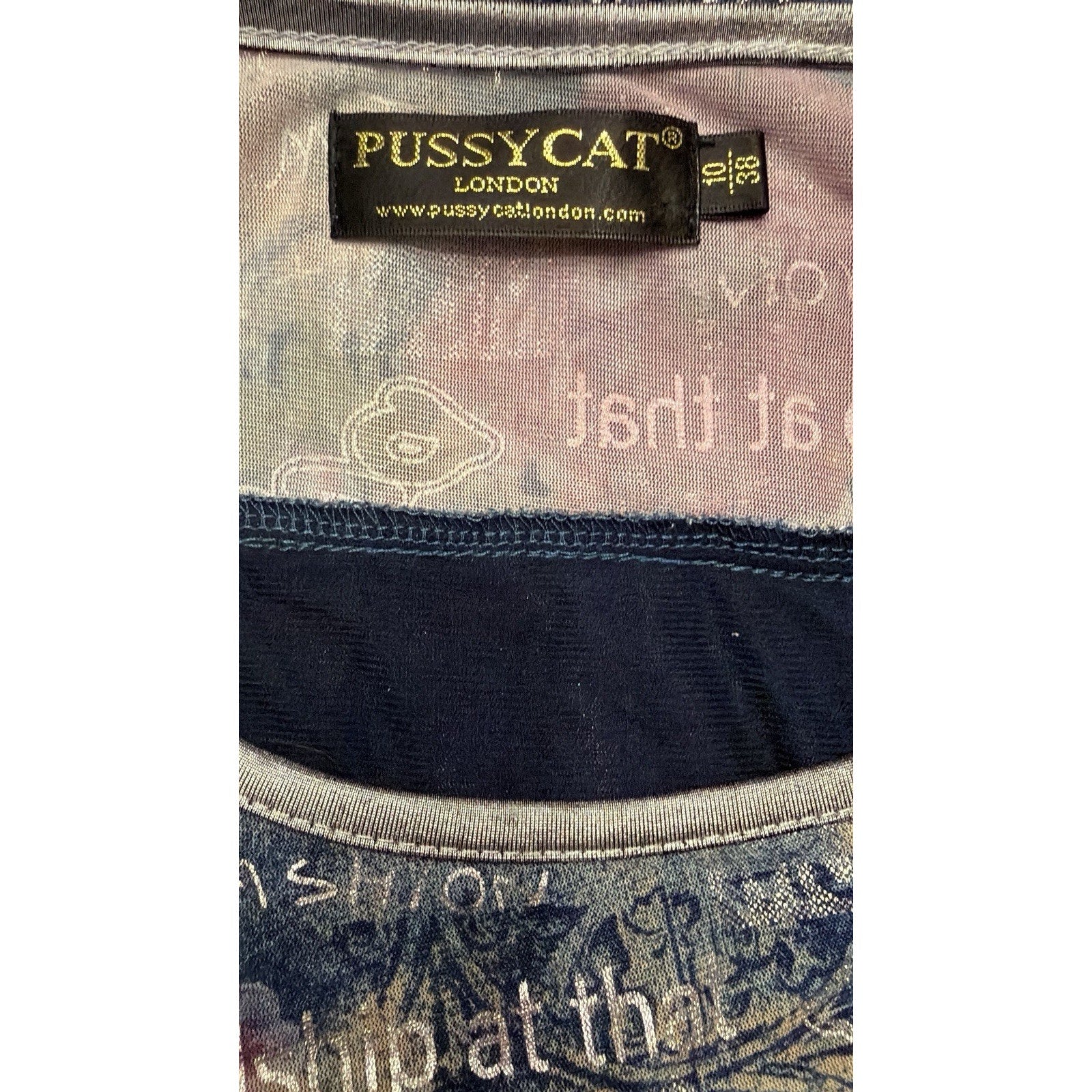 Pussy Cat London Sleeveless Mesh Floral Boho Blouse – Size M Graphic Print Y2K