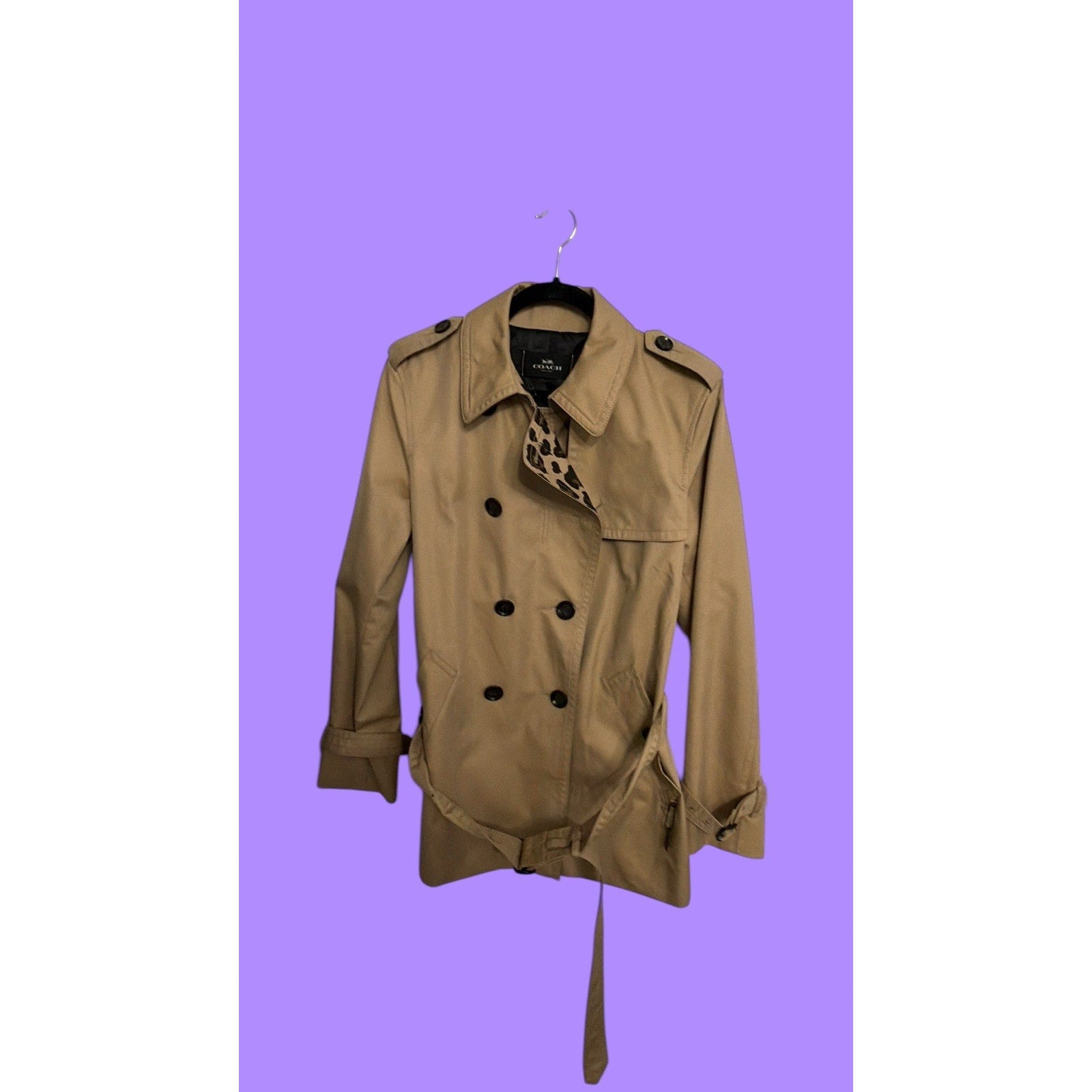 Coach Women's Trench Coat Size Large Leopard Print