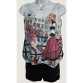 Unisono European boutique Graphic knit Tank Whimsical cityscape Graphic