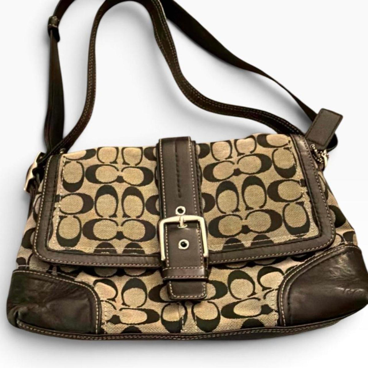Vintage coach Hampton Signature Buckle Flap Shoulder Bag Y2k