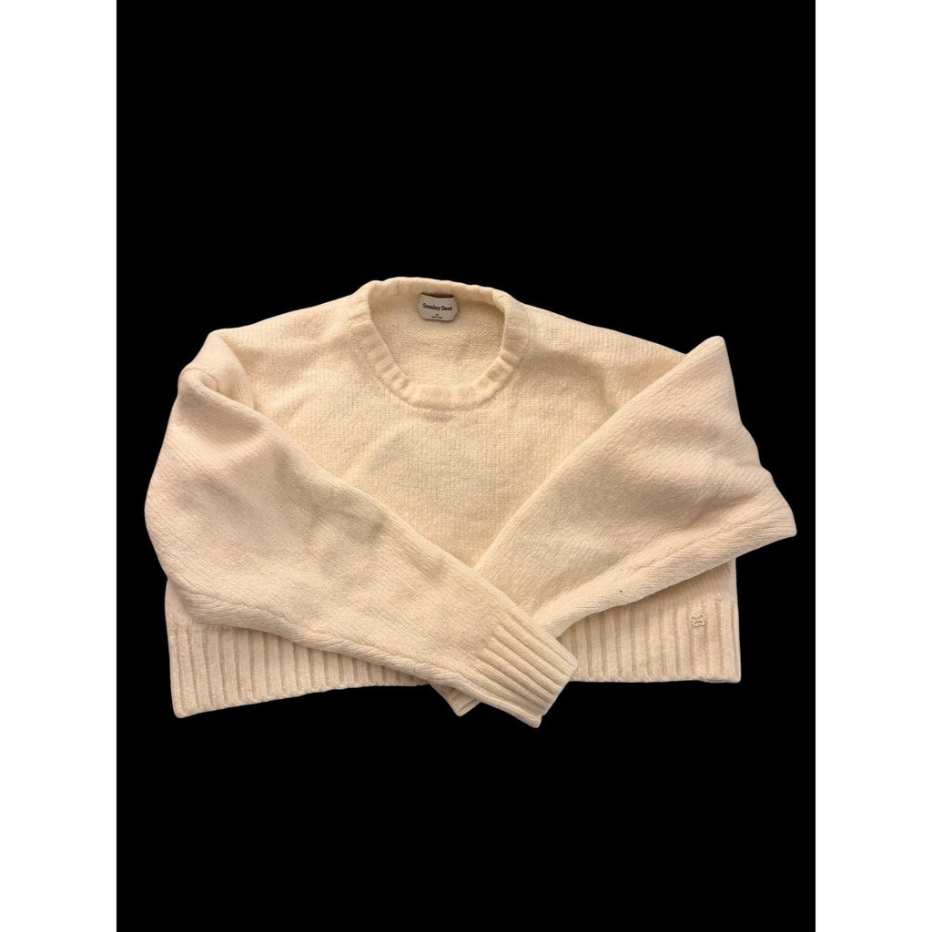 Sunday Best by Aritzia Peggy Cropped Merino Wool Sweater – Cream Size Medium