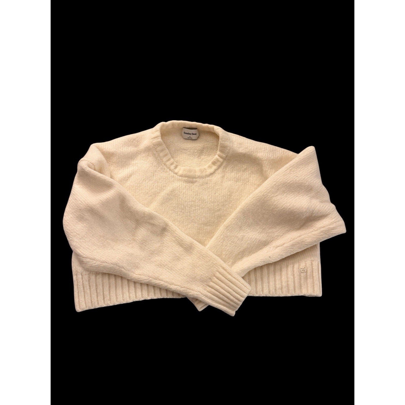 Sunday Best by Aritzia Peggy Cropped Merino Wool Sweater – Cream Size Medium