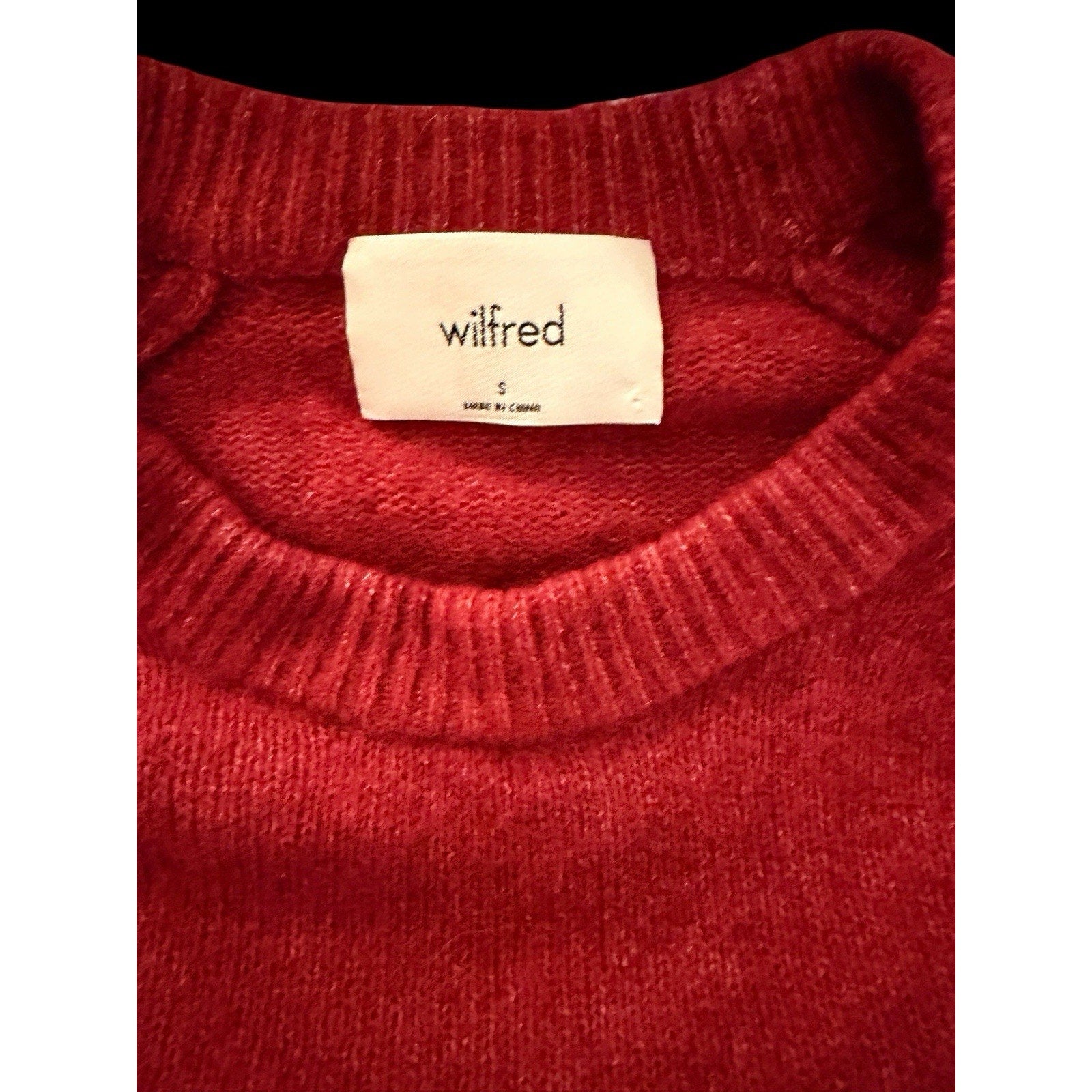 Wilfred by Aritzia SoftSpoke™ Sonder Sweater – Wine Red / Flashing Red Size S