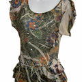Y2K Floral Mesh blouse with silver stud detail ruffle peplum