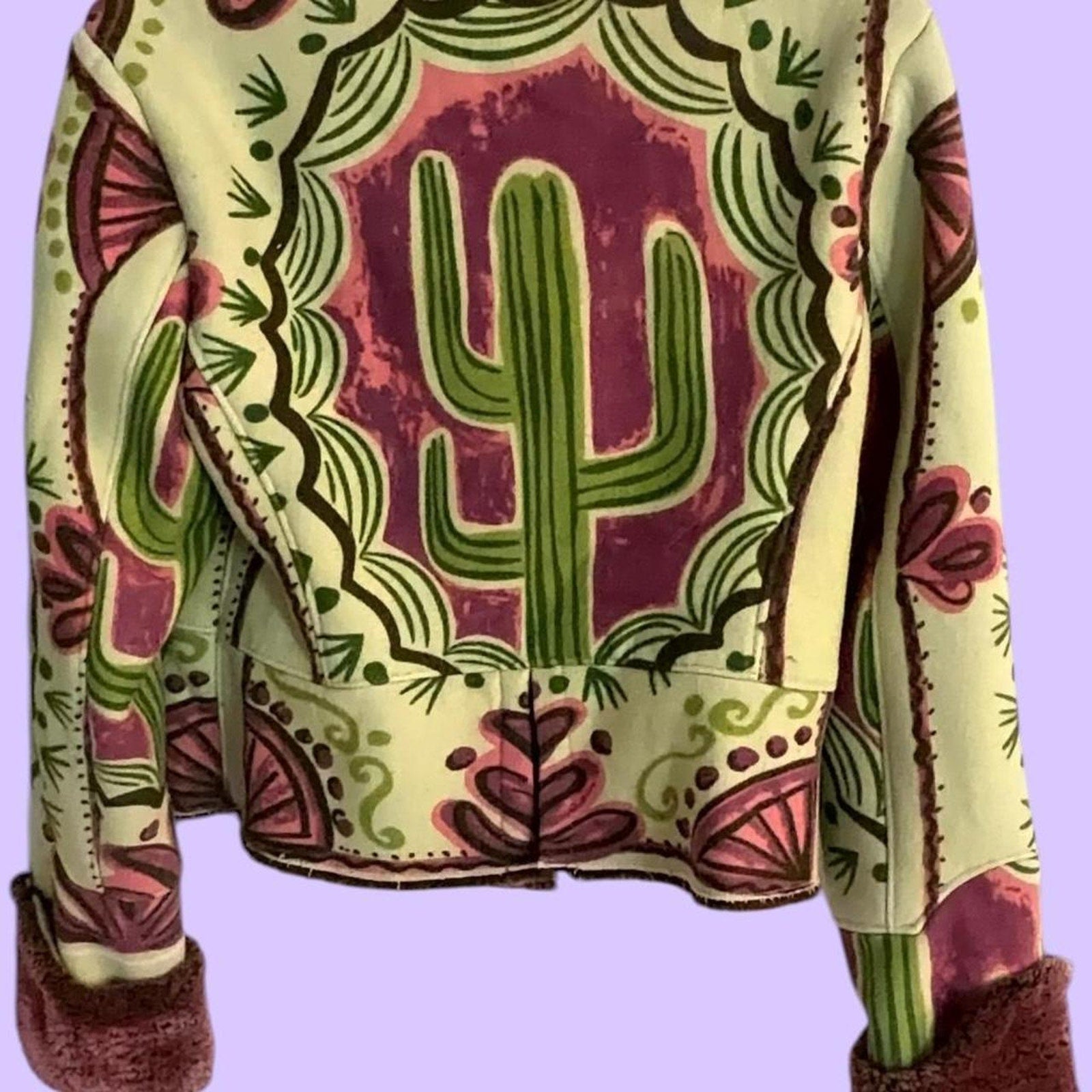 Custo barcelona cactus print faux fur jacket