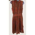 Nanette Lepore Women's Dress Size 12 Orange Floral Pleated Sleeveless High Neck
