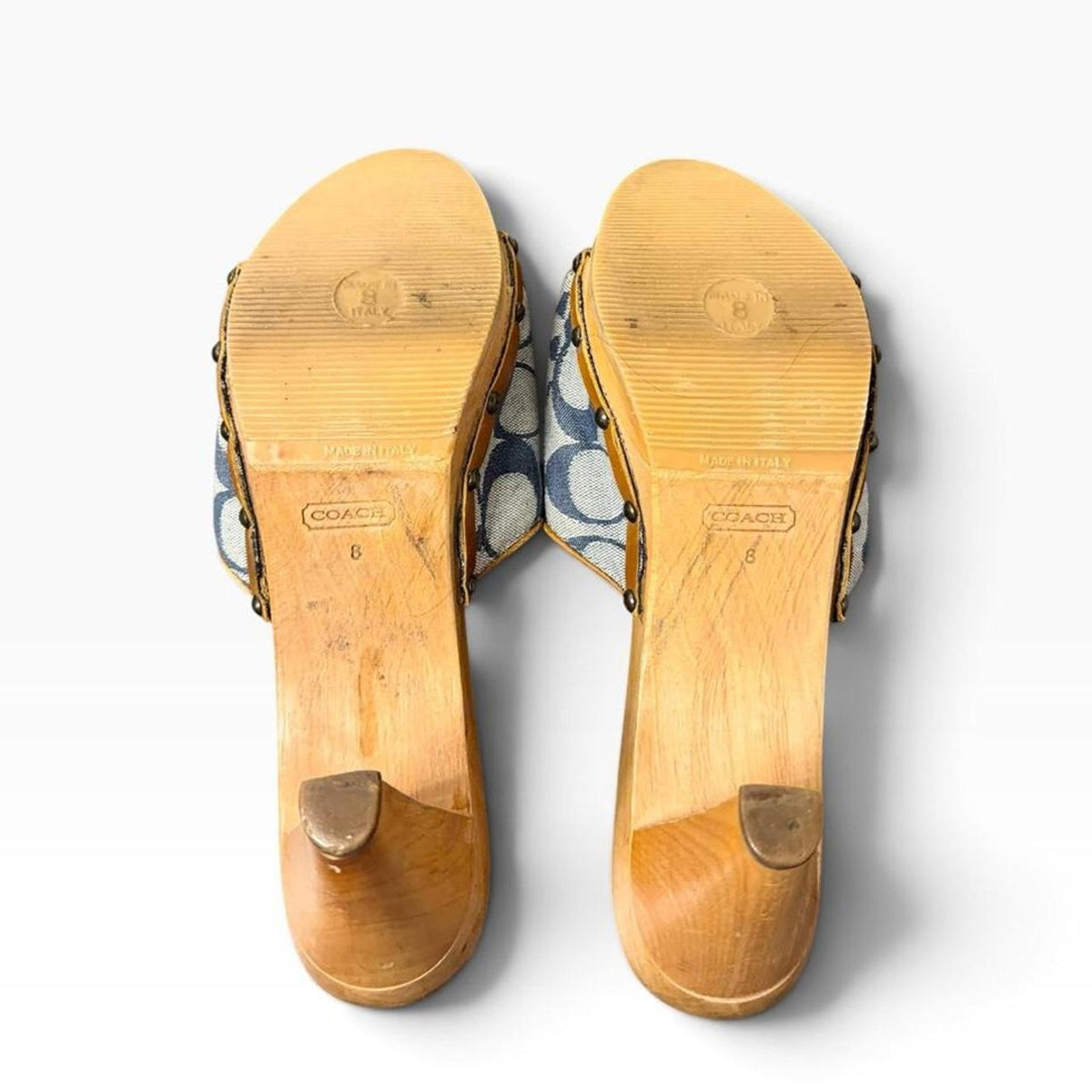 Vintage y2k Coach Brenda Blue Wood Clog Sandals