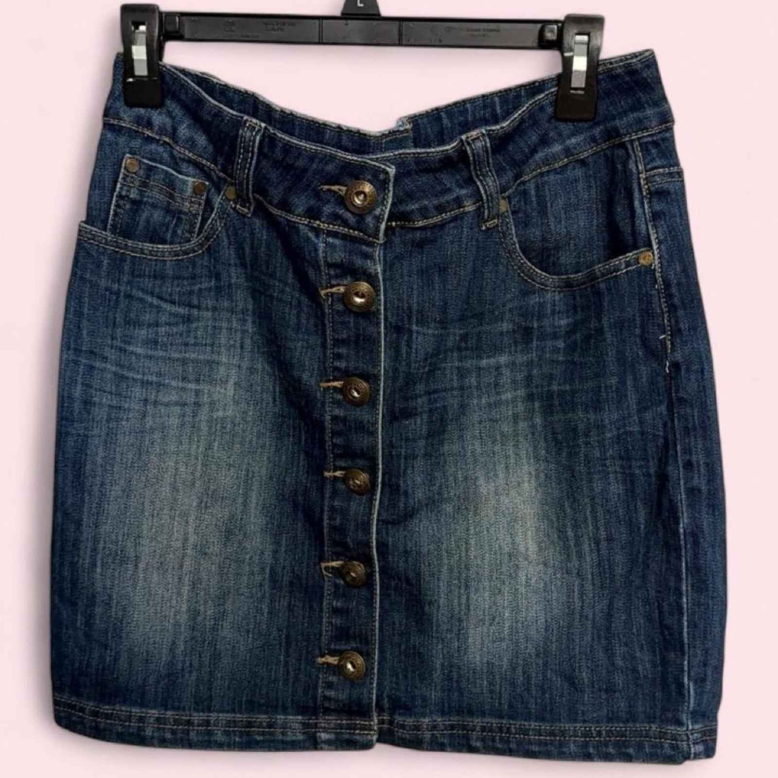 Mim Paris denim button front mini skirt French Girl Aesthetic