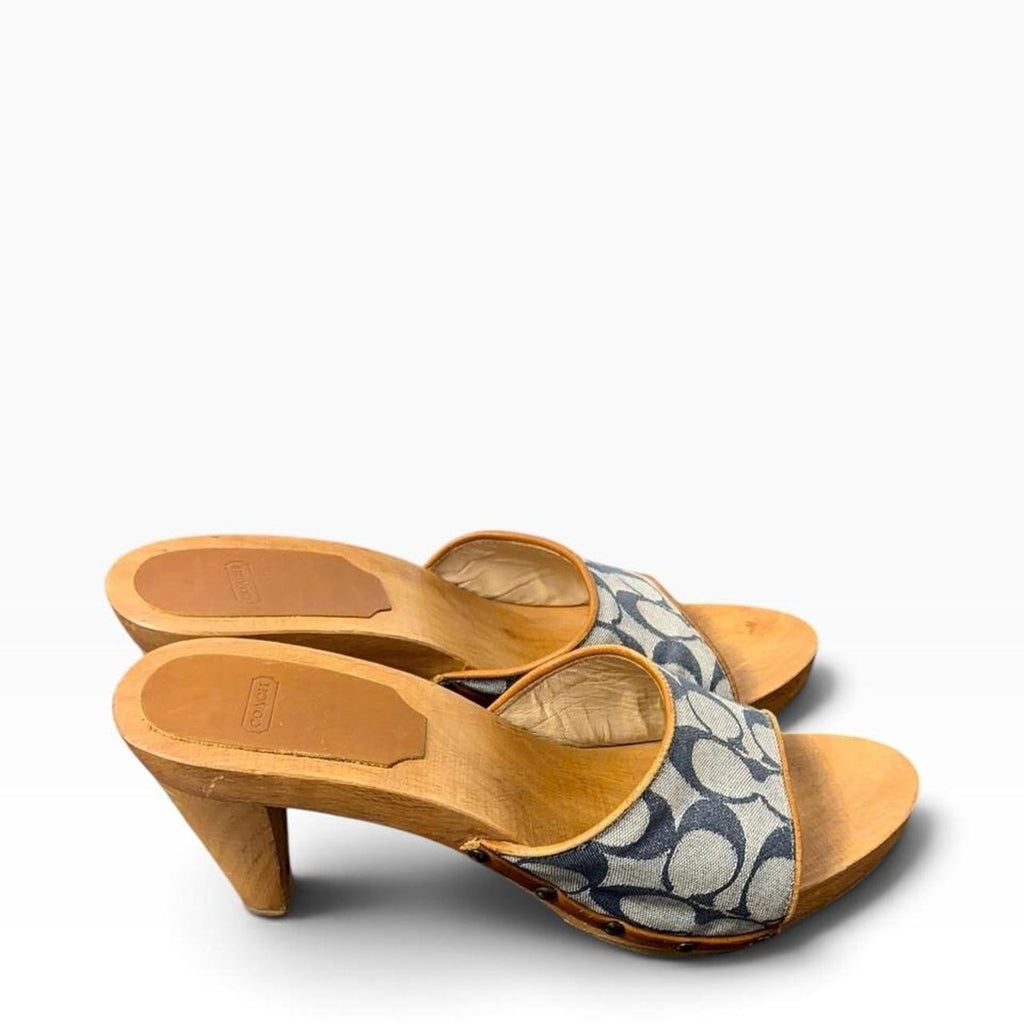 Vintage y2k Coach Brenda Blue Wood Clog Sandals