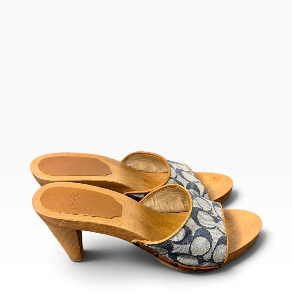Vintage y2k Coach Brenda Blue Wood Clog Sandals