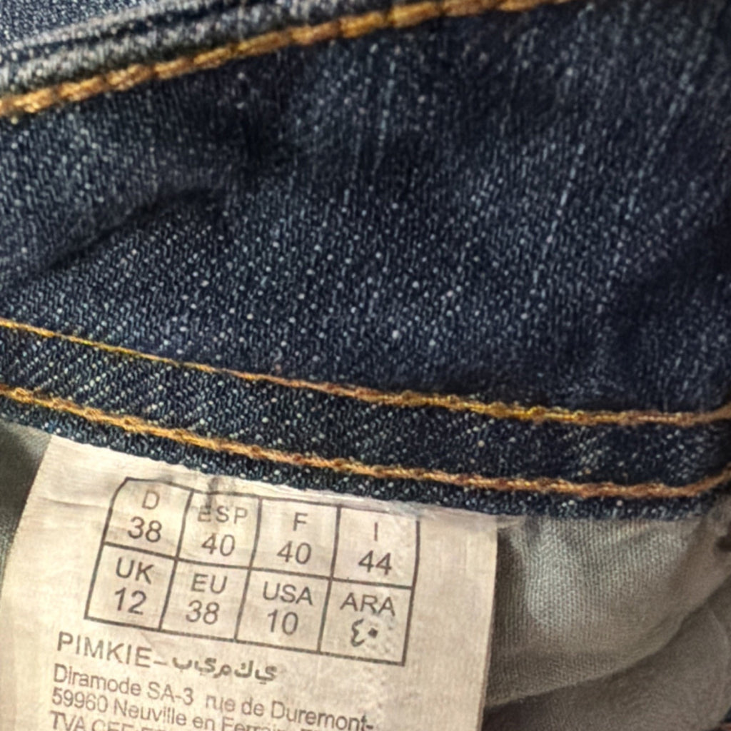 Pimkie Blue Denim Mini Skirt Contrast Stitching Pockets Size 10 Y2K Vintage