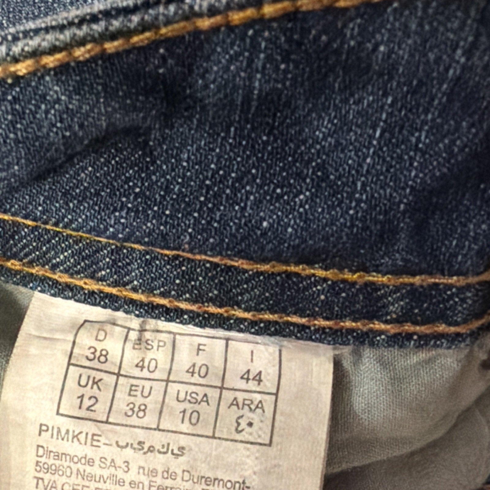 Pimkie Blue Denim Mini Skirt Contrast Stitching Pockets Size 10 Y2K Vintage