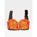 Versace 2018 Barocco Silk Bustier Red Gold Black Lace  Size 36 (2) Made in Italy