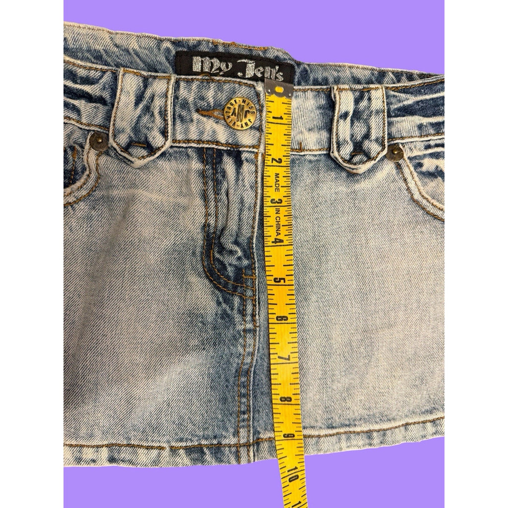 Y2K Blue Denim Mini Skirt Embroidered Back Pockets EU 34 - US size XS - 0/2